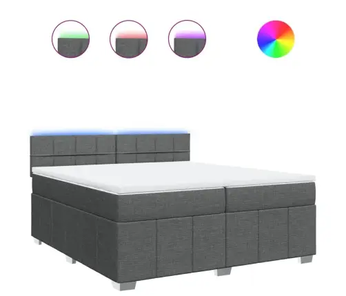 Atsperu Gulta Ar Matraci, Tumši Pelēka Audums, 200X200Cm Vidaxl