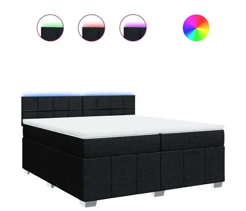 Lova Su Spyruoklėmis Ir Čiužiniu, Juoda, 200X200 cm Audinys