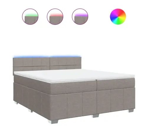 Atsperu Gultas Rāmis Ar Matraci, Pelēkbrūns, 200X200 Cm, Audums Vidaxl