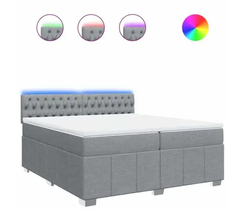 Atsperu Gulta Ar Matraci, Gaiši Pelēka Audums, 200X200Cm Vidaxl