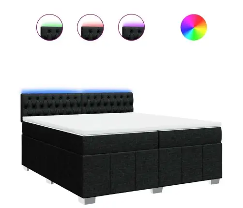 Lova Su Spyruoklėmis Ir Čiužiniu, Juoda, 200X200 cm Audinys