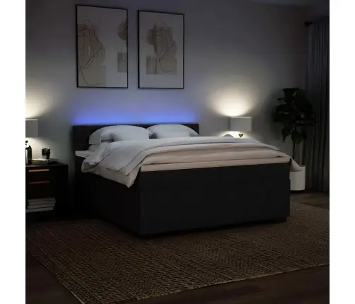 Lova Su Spyruoklėmis Ir Čiužiniu, Juoda, 200X200 cm Audinys