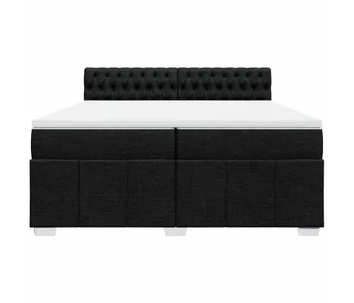 Lova Su Spyruoklėmis Ir Čiužiniu, Juoda, 200X200 cm Audinys