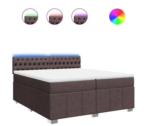 Lova Su Spyruoklėmis Ir Čiužiniu, Ruda, 200X200 cm Audinys