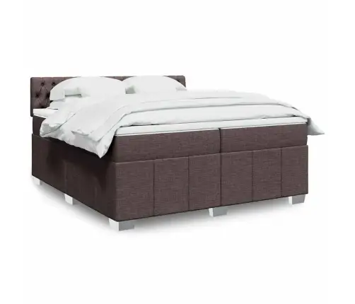 Lova Su Spyruoklėmis Ir Čiužiniu, Ruda, 200X200 cm Audinys