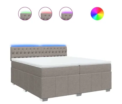 Atsperu Gultas Rāmis Ar Matraci, Pelēkbrūns, 200X200 Cm, Audums Vidaxl