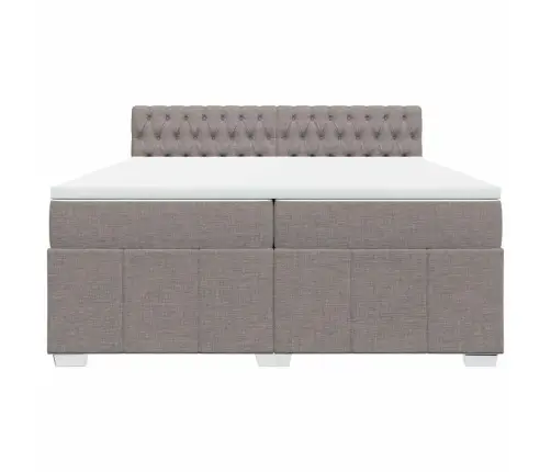 Atsperu Gultas Rāmis Ar Matraci, Pelēkbrūns, 200X200 Cm, Audums Vidaxl