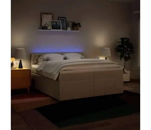 Lova Su Spyruoklėmis Ir Čiužiniu, Kreminė, 200X200 cm Audinys