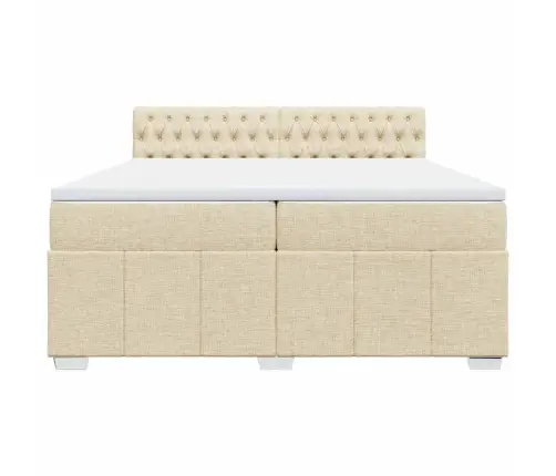 Lova Su Spyruoklėmis Ir Čiužiniu, Kreminė, 200X200 cm Audinys