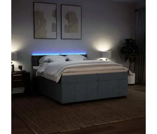 Atsperu Gulta Ar Matraci, Tumši Pelēka Audums, 200X200Cm Vidaxl