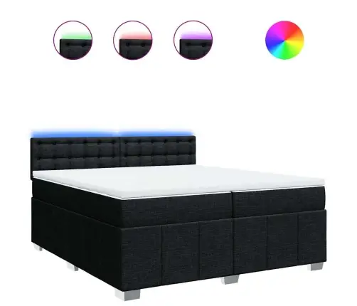 Atsperu Gultas Rāmis Ar Matraci, Melna Audums, 200X200 Cm Vidaxl