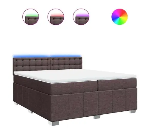 Atsperu Gultas Rāmis Ar Matraci, Tumši Brūna, 200X200Cm, Audums Vidaxl