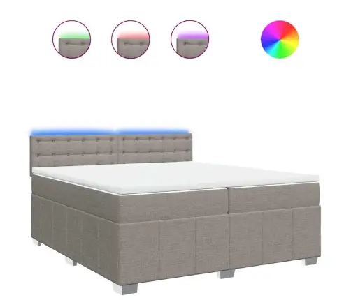 Atsperu Gultas Rāmis Ar Matraci, Pelēkbrūns, 200X200 Cm, Audums Vidaxl