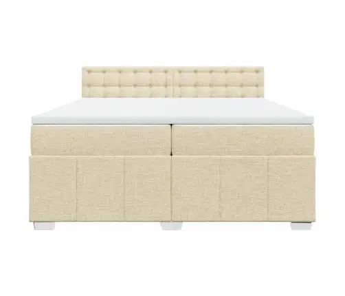 Lova Su Spyruoklėmis Ir Čiužiniu, Kreminė, 200X200 cm Audinys