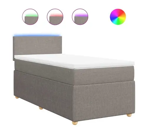 Atsperu Gultas Rāmis Ar Matraci, Pelēkbrūns, 80X200 Cm, Audums Vidaxl