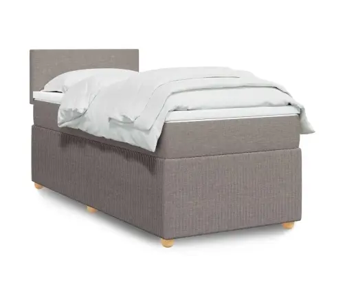 Atsperu Gultas Rāmis Ar Matraci, Pelēkbrūns, 80X200 Cm, Audums Vidaxl