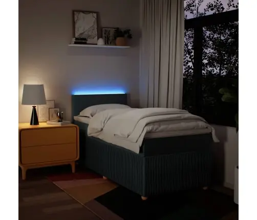 Atsperu Gultas Rāmis Ar Matraci, Zils, 80X200 Cm, Audums Vidaxl