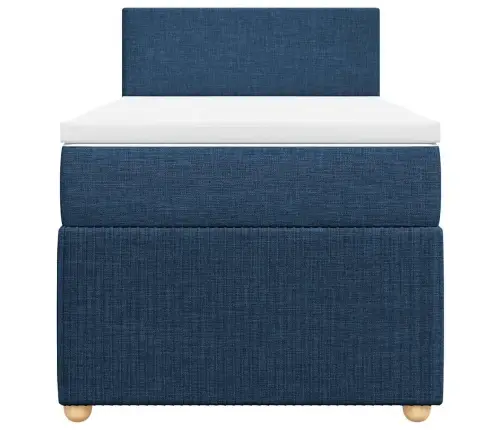 Atsperu Gultas Rāmis Ar Matraci, Zils, 80X200 Cm, Audums Vidaxl