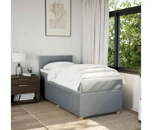 Lova Su Spyruoklėmis Ir Čiužiniu, Pilka, 80X200cm Audinys