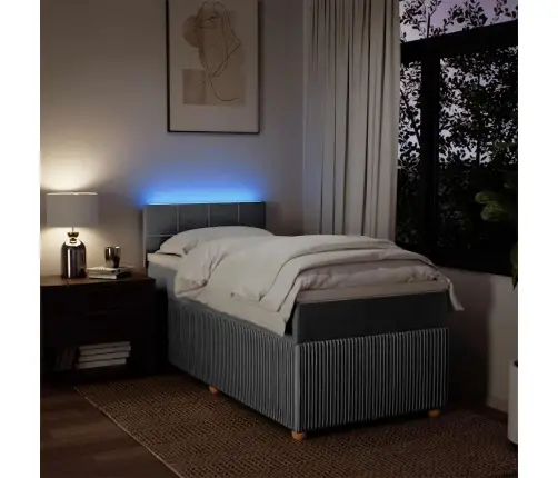 Lova Su Spyruoklėmis Ir Čiužiniu, Pilka, 80X200cm Audinys