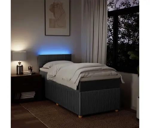 Atsperu Gultas Rāmis Ar Matraci, Tumši Pelēka, 80X200Cm, Audums Vidaxl