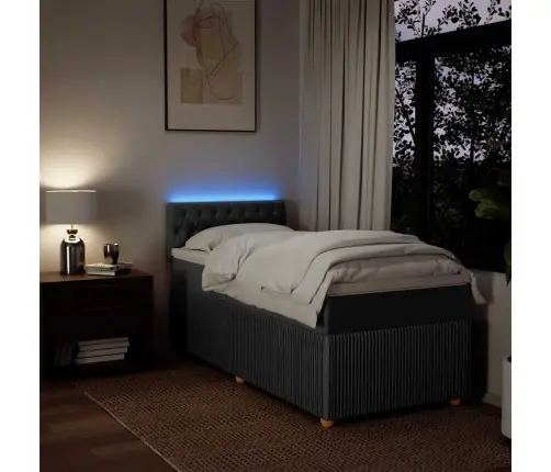 Lova Su Spyruoklėmis Ir Čiužiniu, Tamsiai Pilka, 80X200 Cm