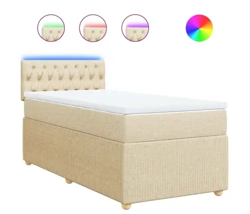 Atsperu Gultas Rāmis Ar Matraci, Krēmkrāsas, 80X200 Cm, Audums Vidaxl