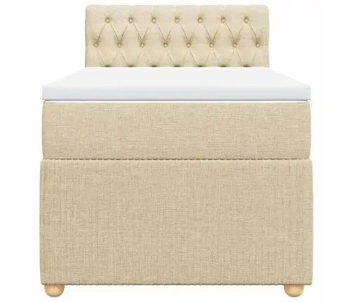 Atsperu Gultas Rāmis Ar Matraci, Krēmkrāsas, 80X200 Cm, Audums Vidaxl