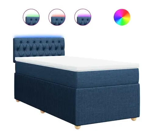 Lova Su Spyruoklėmis Ir Čiužiniu, Mėlyna, 120X200 cm Audinys