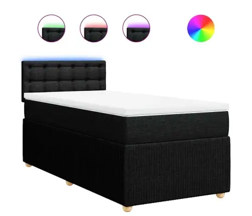 Lova Su Spyruoklėmis Ir Čiužiniu, Juoda, 80X200cm Audinys