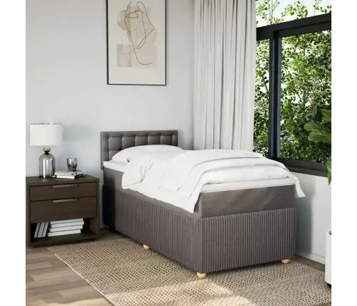 Atsperu Gultas Rāmis Ar Matraci, Pelēkbrūns, 80X200 Cm, Audums Vidaxl