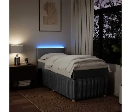 Atsperu Gulta Ar Matraci, Gaiši Pelēka, 90X190 Cm, Audums Vidaxl