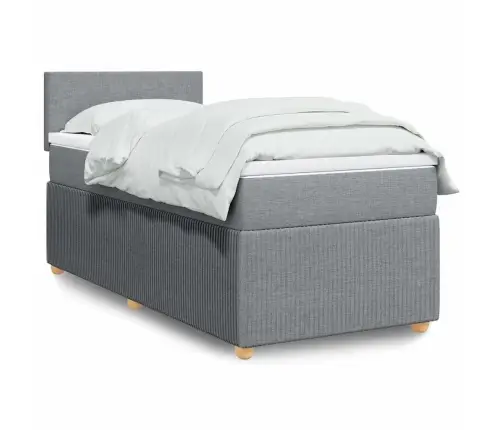 Atsperu Gulta Ar Matraci, Gaiši Pelēka, 90X190 Cm, Audums Vidaxl