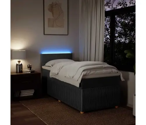 Atsperu Gulta Ar Matraci, Tumši Pelēka, 90X190 Cm, Audums Vidaxl