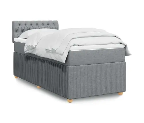 Atsperu Gulta Ar Matraci, Gaiši Pelēka, 90X190 Cm, Audums Vidaxl