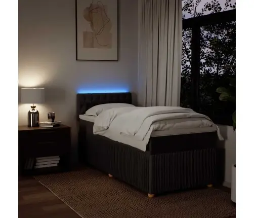 Atsperu Gulta Ar Matraci, Tumši Brūna, 90X190 Cm, Audums Vidaxl