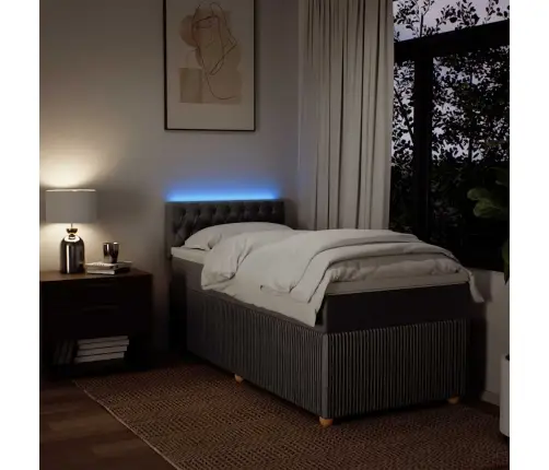 Atsperu Gulta Ar Matraci, Pelēkbrūns, 90X190 Cm, Audums Vidaxl