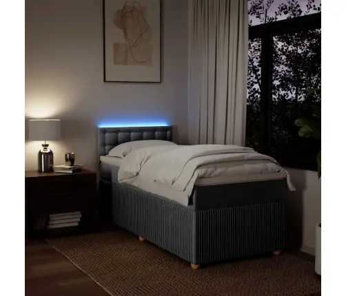 Atsperu Gulta Ar Matraci, Gaiši Pelēka, 90X190 Cm, Audums Vidaxl