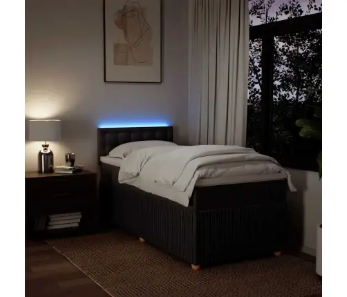 Atsperu Gulta Ar Matraci, Tumši Brūna, 90X190 Cm, Audums Vidaxl