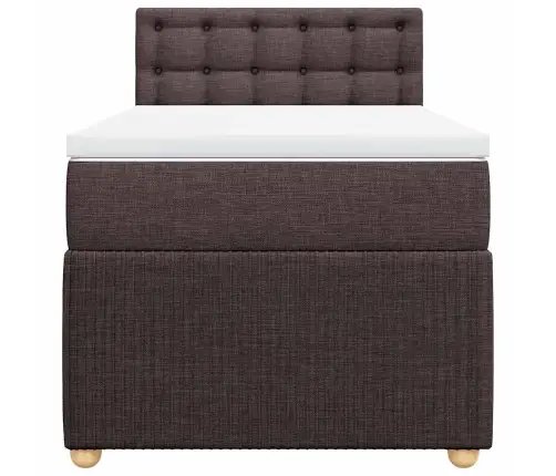 Atsperu Gulta Ar Matraci, Tumši Brūna, 90X190 Cm, Audums Vidaxl