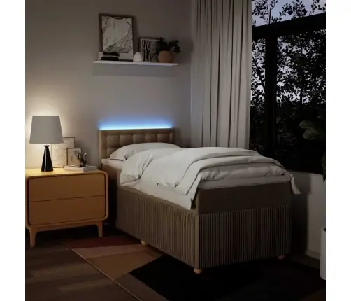 Atsperu Gulta Ar Matraci, Krēmkrāsas, 90X190 Cm, Audums Vidaxl