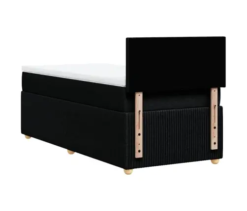 Atsperu Gultas Rāmis Ar Matraci, Melna, 90X200 Cm, Audums Vidaxl