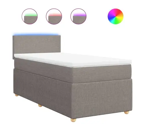 Atsperu Gultas Rāmis Ar Matraci, Pelēkbrūns, 90X200 Cm, Audums Vidaxl