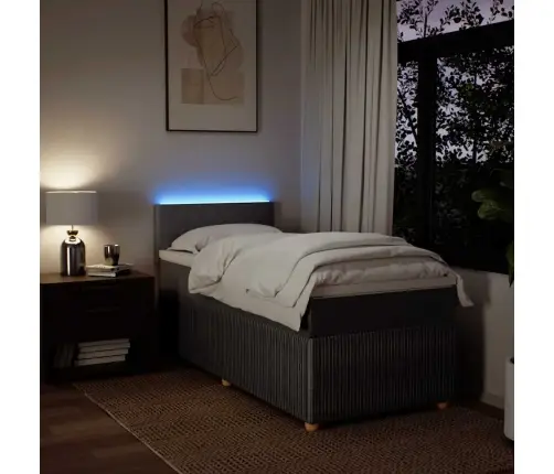 Atsperu Gultas Rāmis Ar Matraci, Pelēkbrūns, 90X200 Cm, Audums Vidaxl