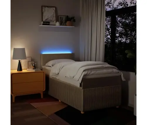 Atsperu Gultas Rāmis Ar Matraci, Krēmkrāsas, 90X200 Cm, Audums Vidaxl