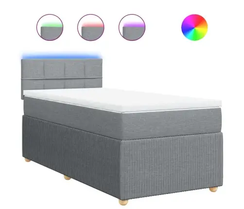 Atsperu Gulta Ar Matraci, Gaiši Pelēka, 90X200 Cm, Audums Vidaxl