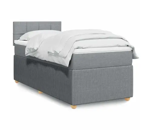 Atsperu Gulta Ar Matraci, Gaiši Pelēka, 90X200 Cm, Audums Vidaxl