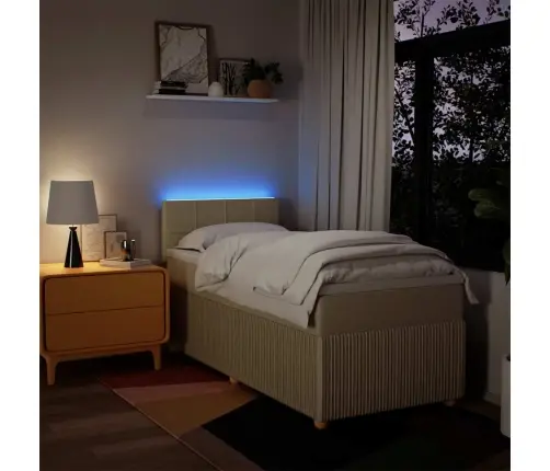 Atsperu Gultas Rāmis Ar Matraci, Krēmkrāsas, 90X200 Cm, Audums Vidaxl