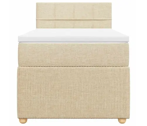 Atsperu Gultas Rāmis Ar Matraci, Krēmkrāsas, 90X200 Cm, Audums Vidaxl