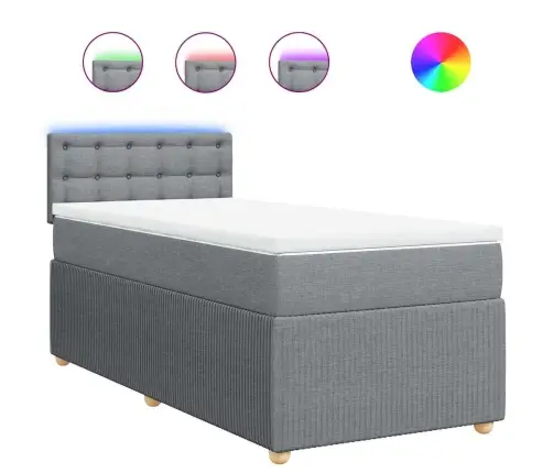 Atsperu Gulta Ar Matraci, Gaiši Pelēka, 90X200 Cm, Audums Vidaxl